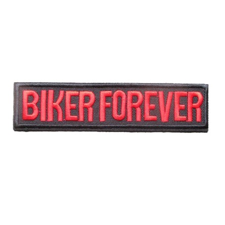 Biker Forever Patch rot auf Schwarz 13x3cm, Aufbügler
