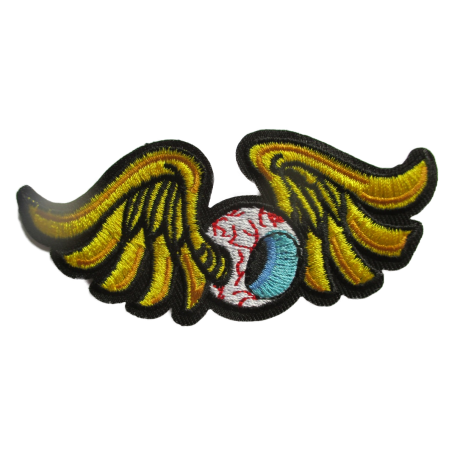 Patch oeil volant 10x5cm écusson thermocollant globe oculaire
