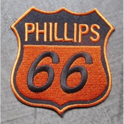 patch Phillips 66 blason orange 8.5x8 cm écusson thermocollant huile essence garage
