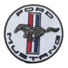 Aufnäher Ford Mustang rund weiß 7.5 cm Pferd Bügelbild