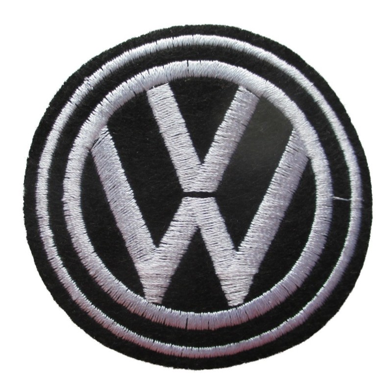 Aufbügler VW Volkswagen Logo Schwarz Weiß 6cm Aufnäher Hemd Jacke
