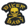 Patch Biker Bébé Noir et Jaune 7.5x7.5 cm Tête de Mort Pirate Écusson Thermocollant Motard
