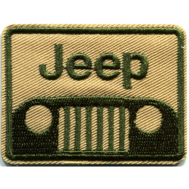 Patch Jeep kaki beige 6 x 4,5 cm écusson thermocollant garage
