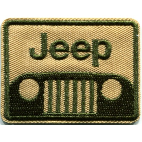 Patch Jeep kaki beige 6 x 4,5 cm écusson thermocollant garage
