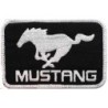 Patch cheval mustang rect noir blanc 9x6 cm écusson thermocollant
