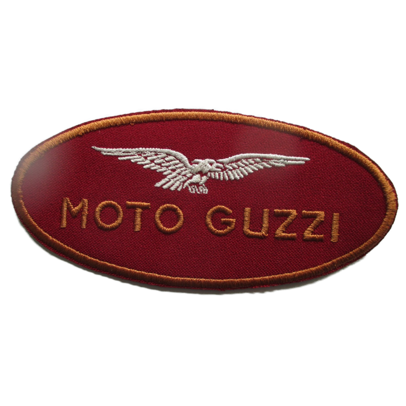 Patch moto guzzi logo ovale rouge 12x5.5 cm, logo thermocollant, écusson
