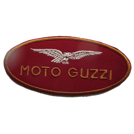 Patch moto guzzi logo ovale rouge 12x5.5 cm, logo thermocollant, écusson
