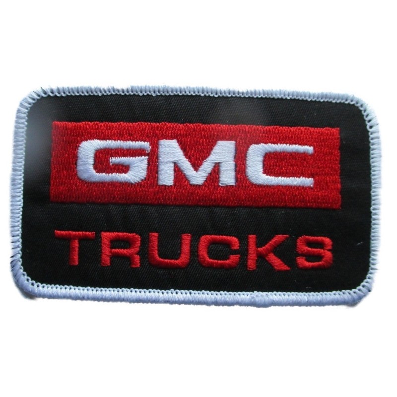 Patch GMC trucks noir rouge rectangulaire 10x5.5 cm logo thermocollant écusson
