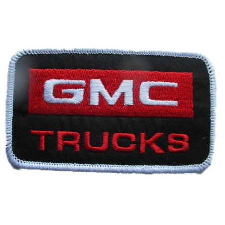 Patch GMC trucks noir rouge rectangulaire 10x5.5 cm logo thermocollant écusson
