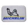 Michelin Rechteckiger Aufnäher Weiß Bibendum Arm in der Luft 9x6cm Aufbügler
