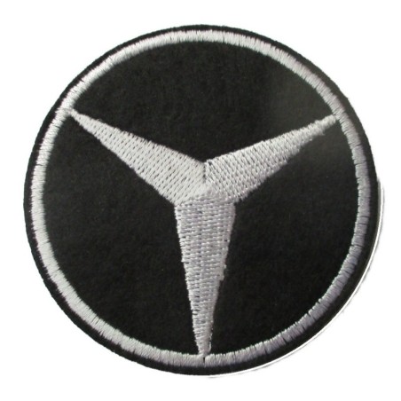 Patch logo Mercedes rond noir et blanc 7,5 cm écusson thermocollant
