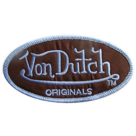 Patch Von Dutch Ovale Marron 10x5 cm Écusson Thermocollant Garage
