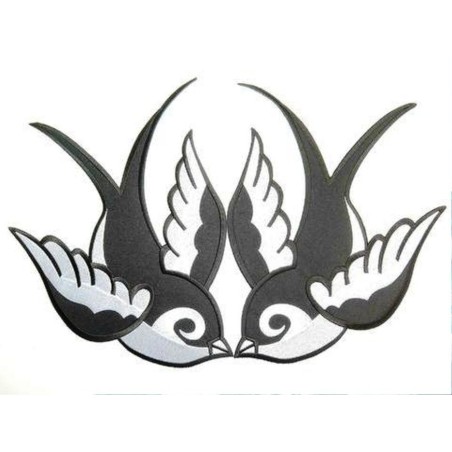 Paire de patch hirondelle noir et blanc, style new school, idéal pin-up et rockabilly
