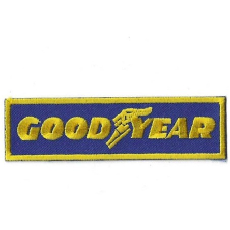 Patch Goodyear rectangulaire bleu 11.5 x 3.5 cm écusson thermocollant pneumatique
