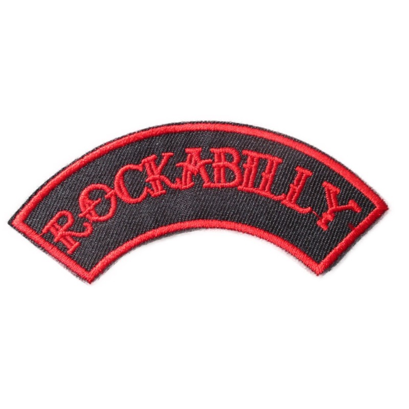 Patch Rockabilly Banderole Noir Rouge Écusson Rock Roll Homme Femme
