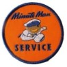 Aufnäher "Minuten-Mann Service" rund orange 7,5 cm, Bügelbild Garage Werkstatt
