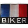 Patch drapeau France inscription biker 11x8 cm écusson thermocollant moto motard
