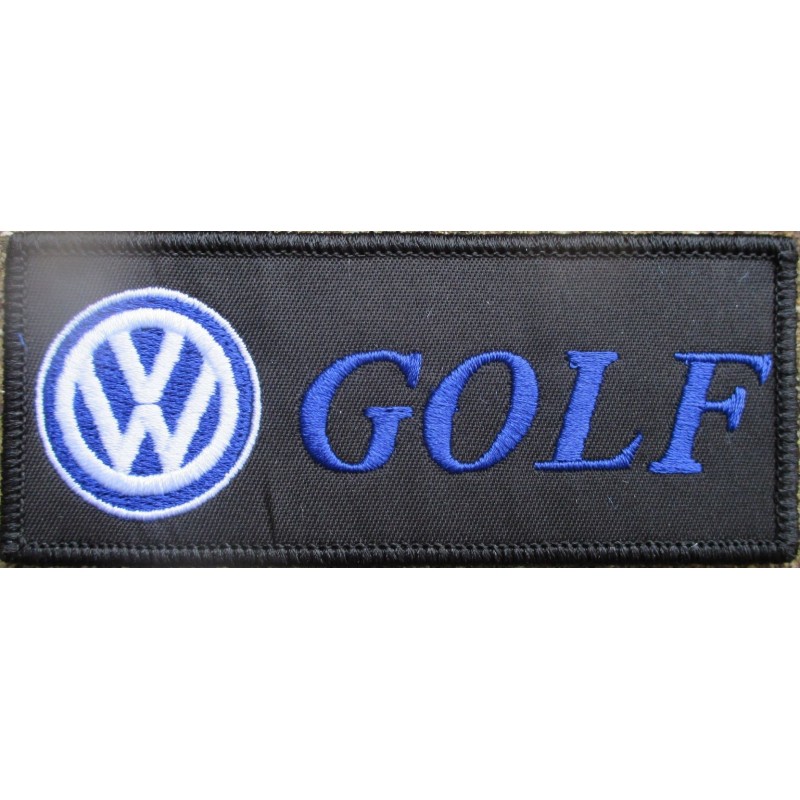 Patch vw golf rectangulaire volkswagen 10x4 cm écusson thermocollant

