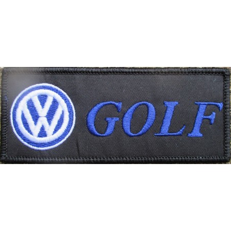 Patch vw golf rectangulaire volkswagen 10x4 cm écusson thermocollant
