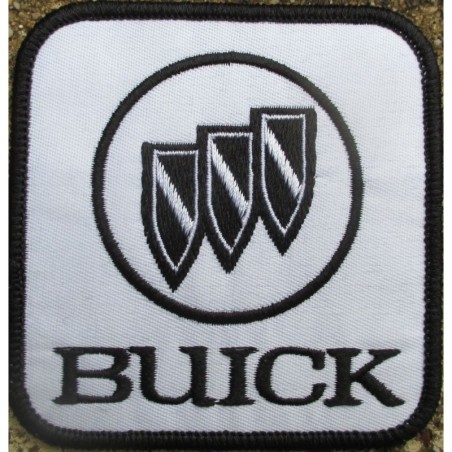 Patch Buick carré blanc et noir 7.5 cm écusson thermocollant automobile US
