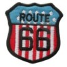 Patch logo Route 66 sur fond aux couleurs du drapeau américain 6.5x6cm
