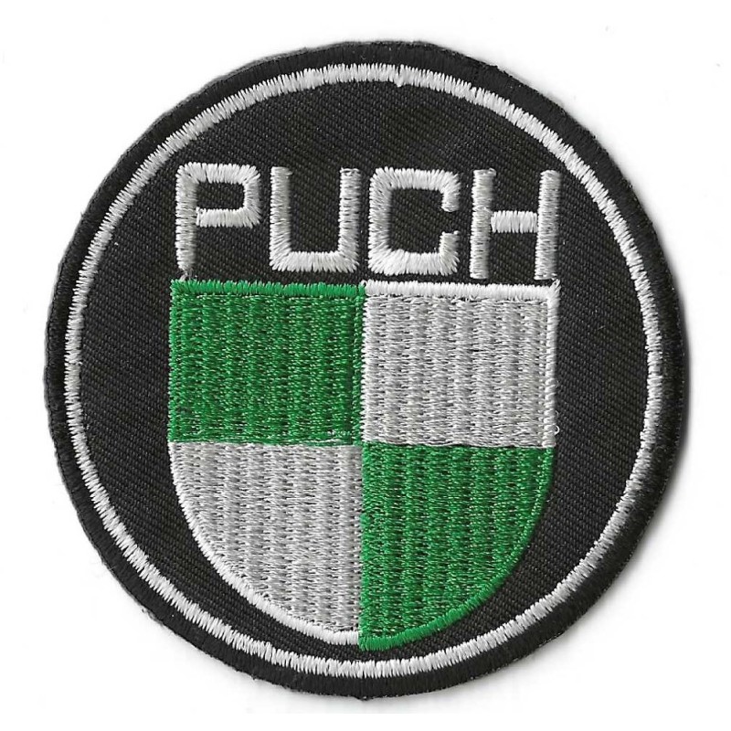 Patch Moto Puch Noir Vert Blanc 7.5cm Écusson Thermocollant
