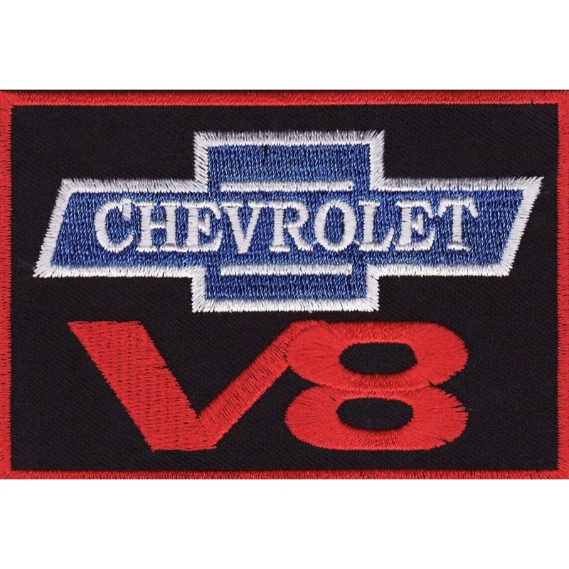 Patch Chevrolet V8 Rectangulaire 8.5x6cm Écusson Thermocollant

