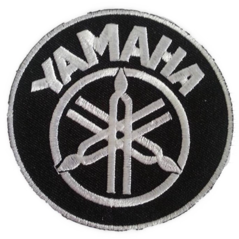 Patch Moto Yamaha Noir et Blanc Rond 8cm Écusson Thermocollant

