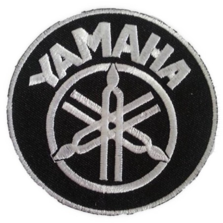 Patch Moto Yamaha Noir et Blanc Rond 8cm Écusson Thermocollant
