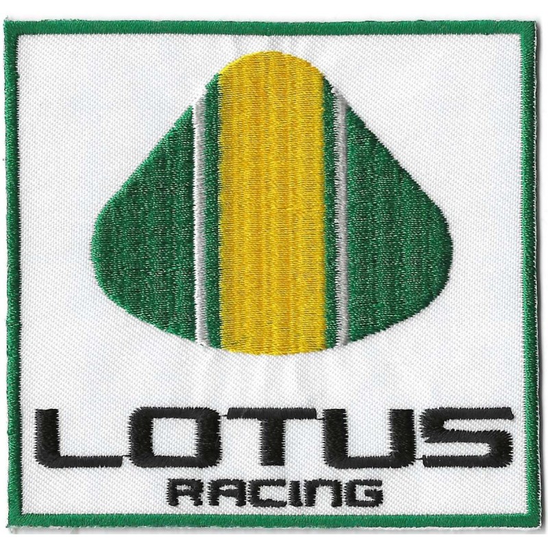 Patch Lotus Racing Blanc Vert 10x9cm Écusson Thermocollant

