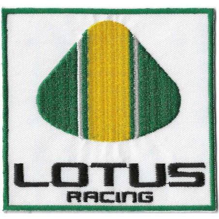 Patch Lotus Racing Blanc Vert 10x9cm Écusson Thermocollant
