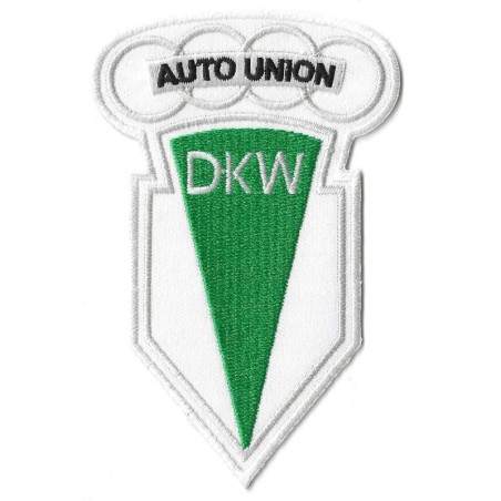 patch dkw auto union blanc vert 11.5x7.5cm écusson thermocollant

