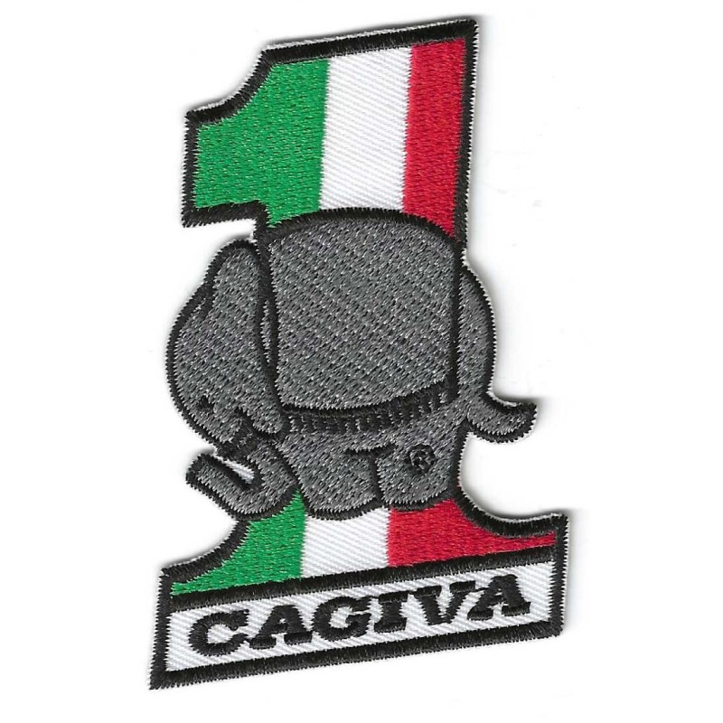 Motorradaufnäher Cagiva mit Elefant 8x5cm, aufbügelbares Abzeichen
