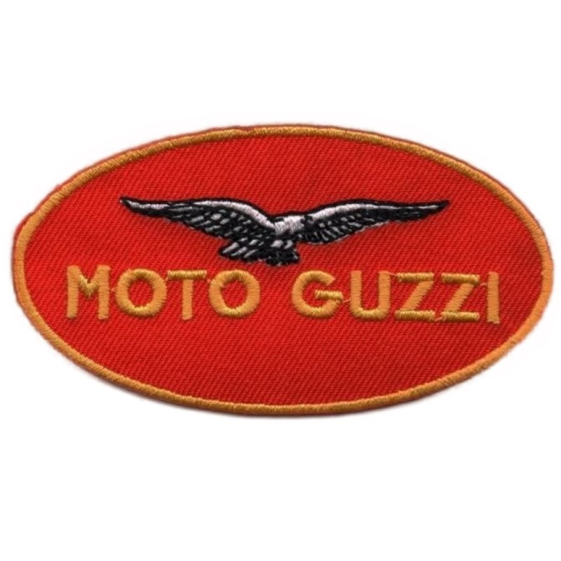 Patch Moto Guzzi Logo Oval Rouge Orange 9x5 cm Logo Thermocollant Écusson
