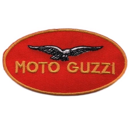 Patch Moto Guzzi Logo Oval Rouge Orange 9x5 cm Logo Thermocollant Écusson
