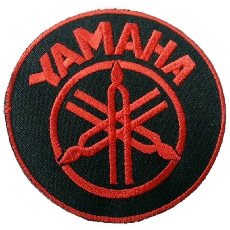 Patch Moto Yamaha Noir et Rouge Rond 8cm Écusson Thermocollant
