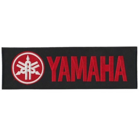 Patch Moto Yamaha Rectangulaire Noir Rouge Blanc 11.5x4cm Écusson Thermocollant
