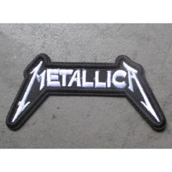 patch groupe hard rock metallica 9.5x5 cm  noir et blanc écusson  thermocollant pour veste blouson