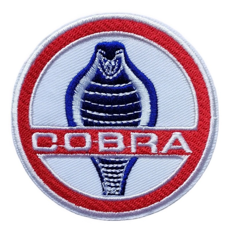 Aufnäher Schlange Kobra blau weiß rot 7.5cm Bügelbild
