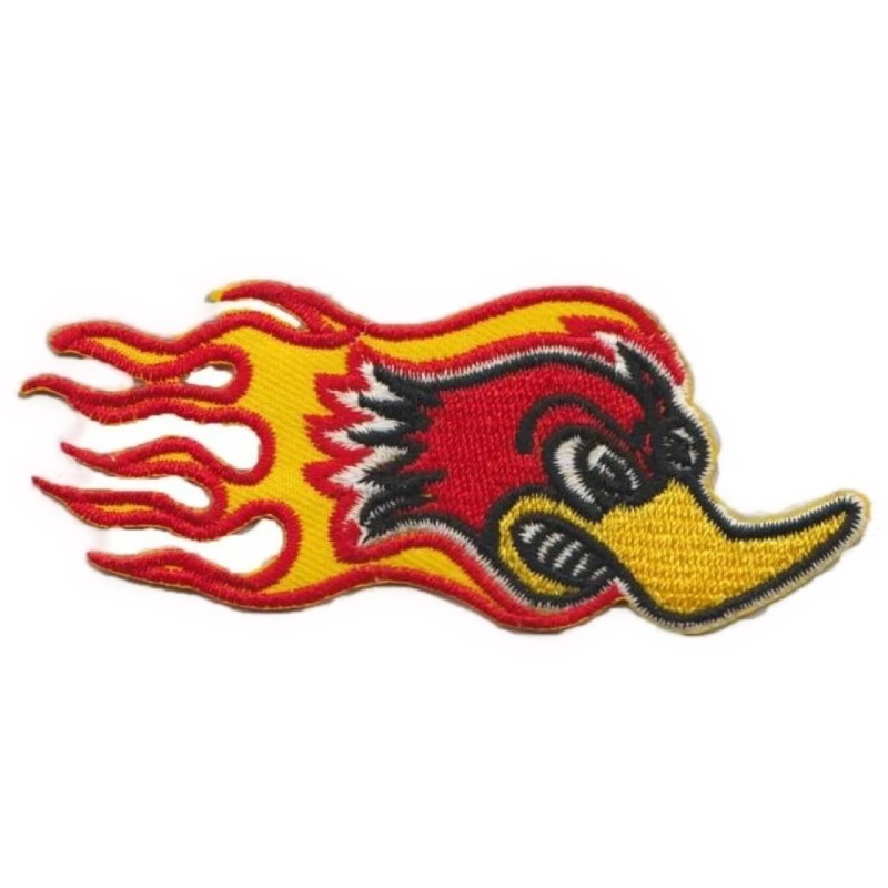 Patch Horsepower Woody mit Flammen 9,5x4cm Aufbügler
