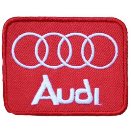 Patch audi rectangulaire rouge blanc 7.5x6cm écusson thermocollant
