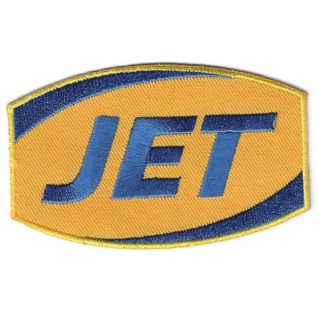 Aufnäher Logo Jet Gelb und Blau Tankstelle 8.5x5cm Aufbügler
