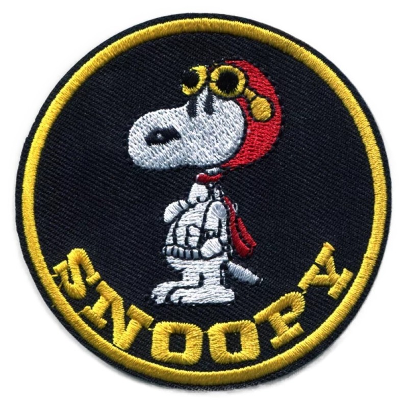 Patch Snoopy avec casque rouge 7,5 cm - Écusson thermocollant
