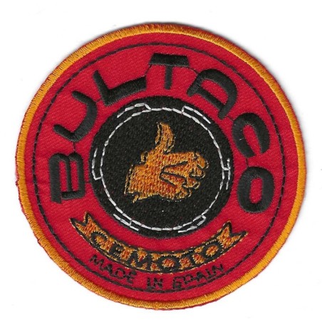 Patch moto Bultaco forme ronde 7.5 cm écusson thermocollant
