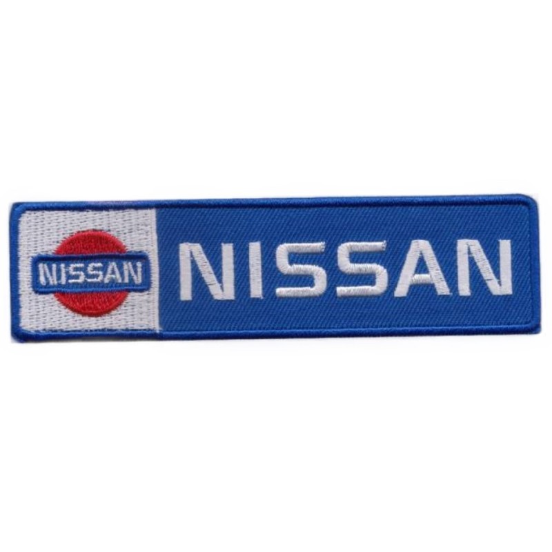 Patch Nissan rechteckig blau und weiß 12x3cm Aufbügler

