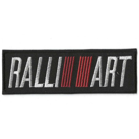 Patch Rallye Kunst Schwarz Rot Weiß 11x3,5cm Aufnäher zum Aufbügeln

