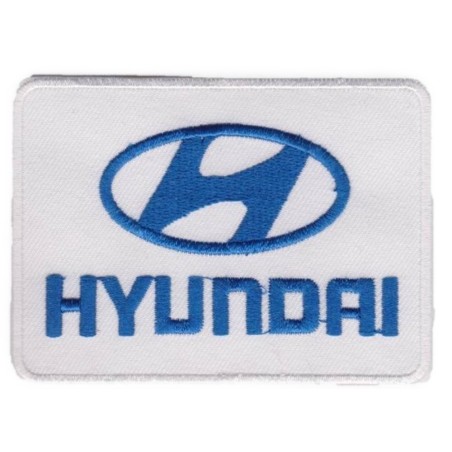 Patch Hyundai Weiß und Blau 9x6cm Aufnäher zum Aufbügeln Automobil

