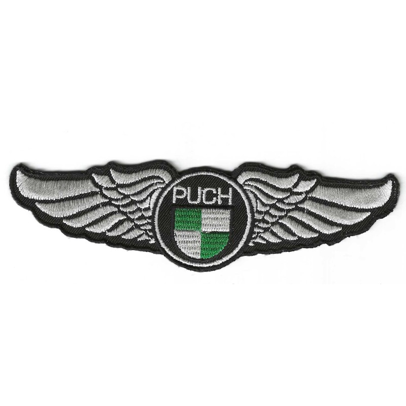 patch logo moto putch avec des ailes 14x4cm écusson thermocollant
