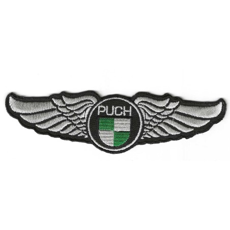 patch logo moto putch avec des ailes 14x4cm écusson thermocollant
