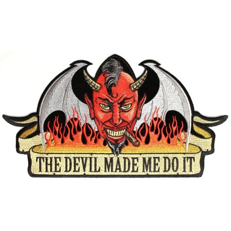 Écusson thermocollant "The Devil Made Me Do It" 13x7cm - Diable Rouge
